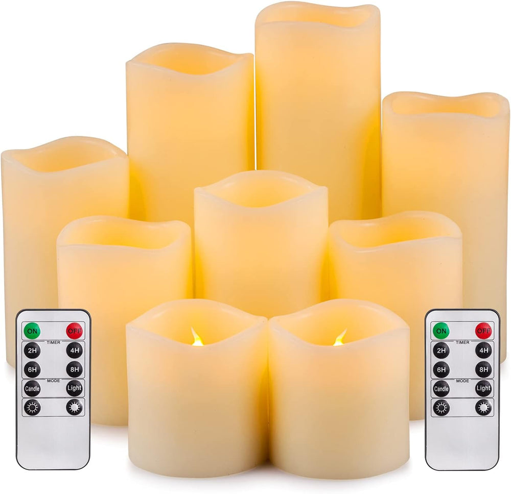RY King Large Flameless Candle Set of 9 (D 3" x H 3", 3", 4&qu...