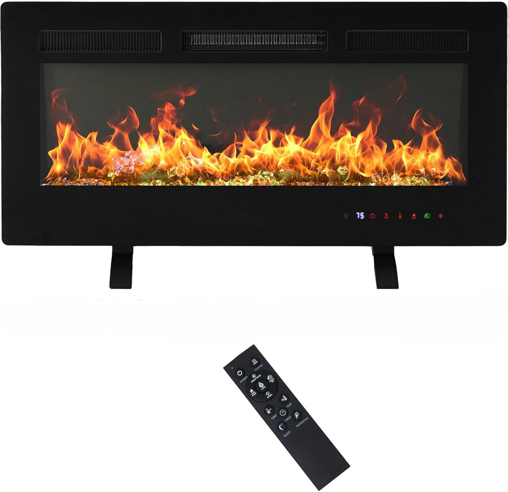 DUMOS 36" Freestanding Electric Fireplace, 1500W/750W Wall Mounted or Re...
