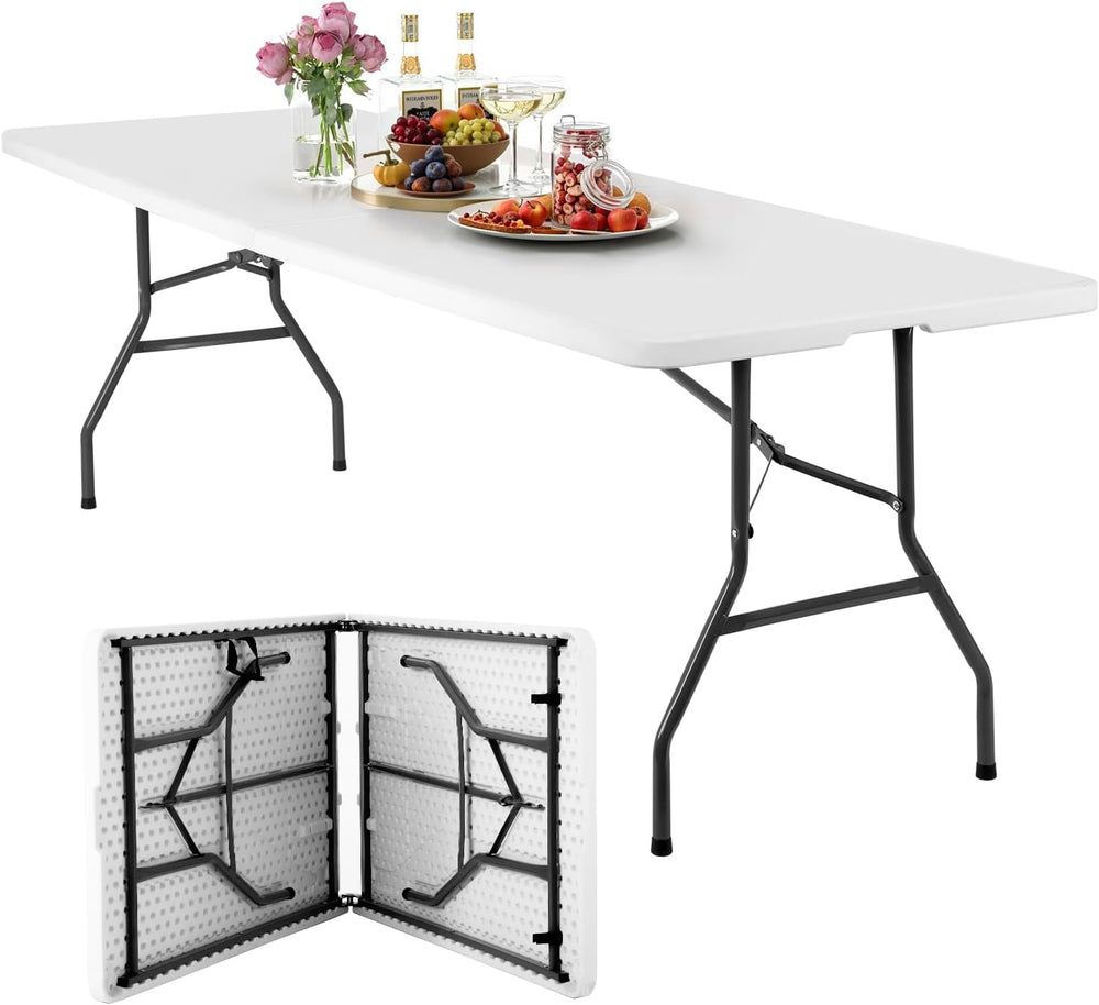 FDW | 8FT Folding Table | White | Portable Plastic Table
