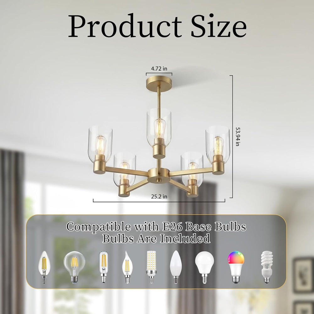 Chandelier for Dining Room Kitchen Island, Modern Farmhouse Ceiling Pendant L...