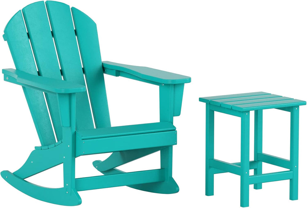 WestinTrends Malibu Outdoor Patio Rocking Adirondack Chairs with Side Table S...