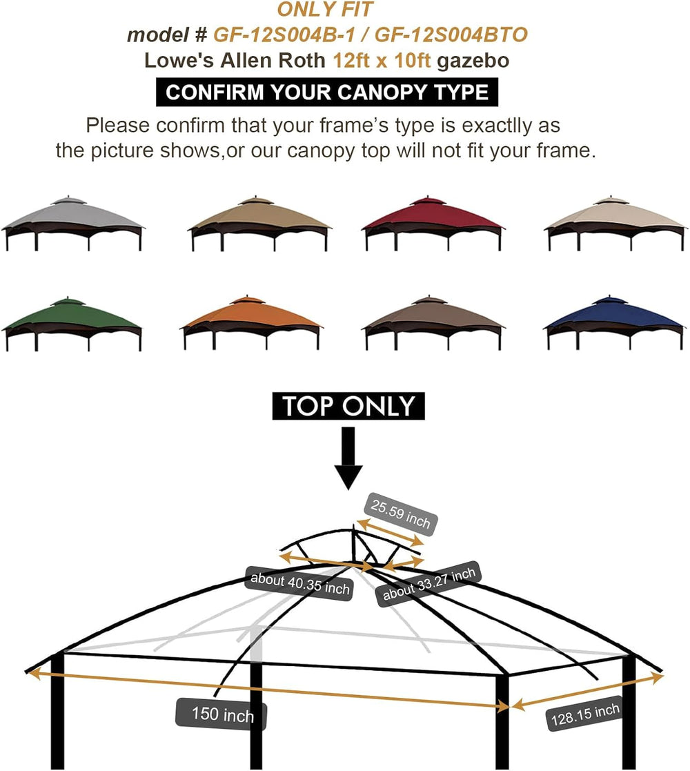 Eurmax USA High Performance Replacement Canopy Top for Lowe's Allen Roth ...
