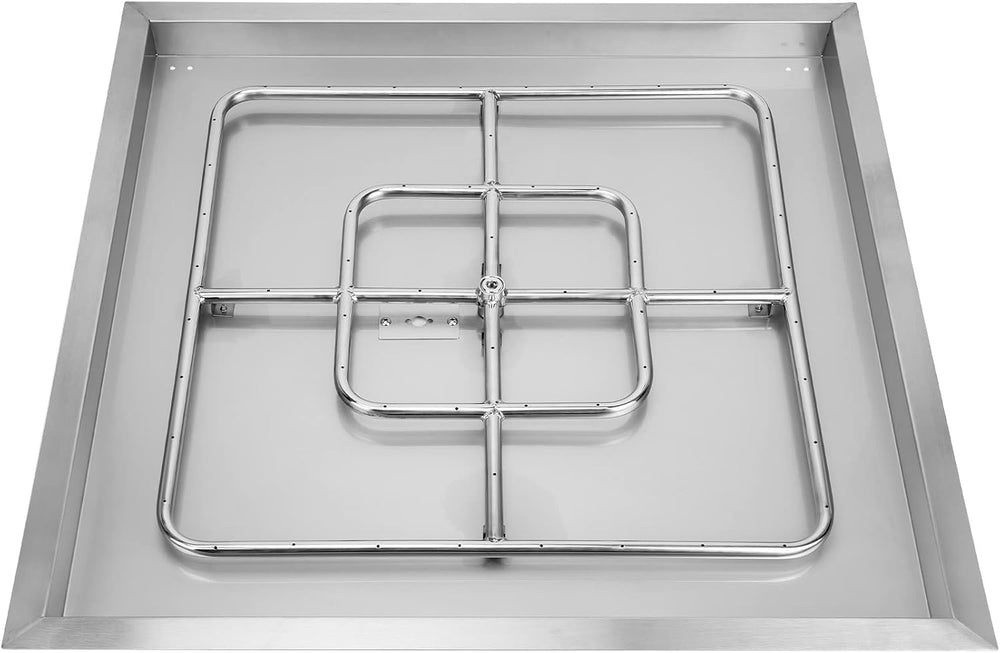 onlyfire 30" Square Fire Pit Flat Pan with Burner Ring, 296,000 BTU