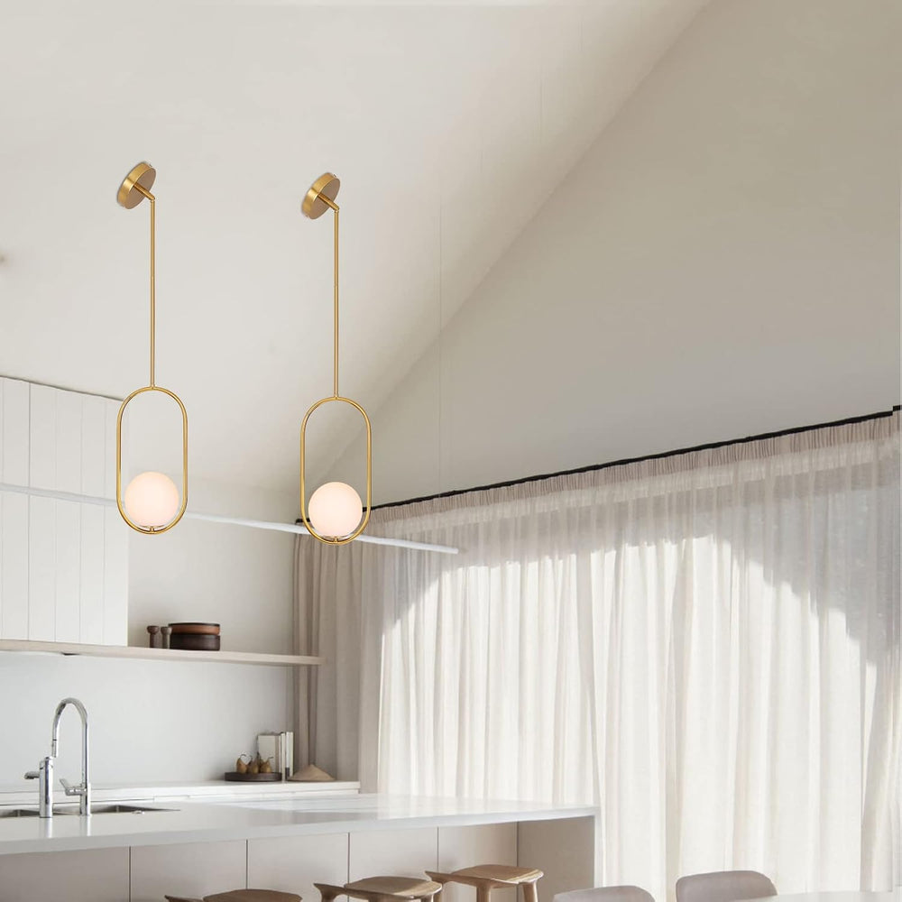 Modern Pendant Lighting Gold Hanging Light Fixture for Sloped Ceiling,Brass P...