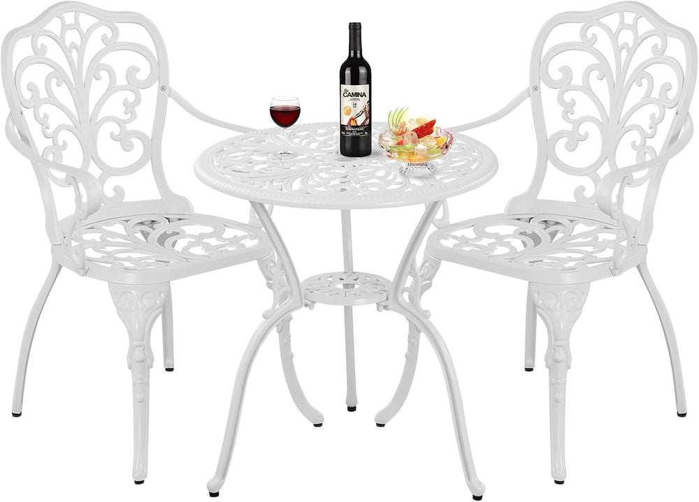 Patio Bistro Set 3 Piece Cast Aluminum Outdoor Bistro Set, Rust Resistance Bi...