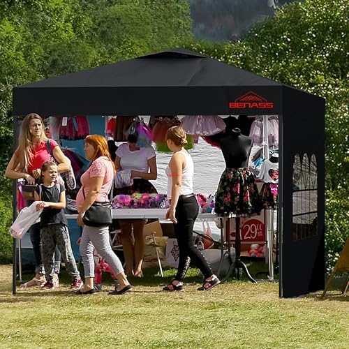 10x10 Pop Up Canopy Tent with 3 Sidewalls, Black