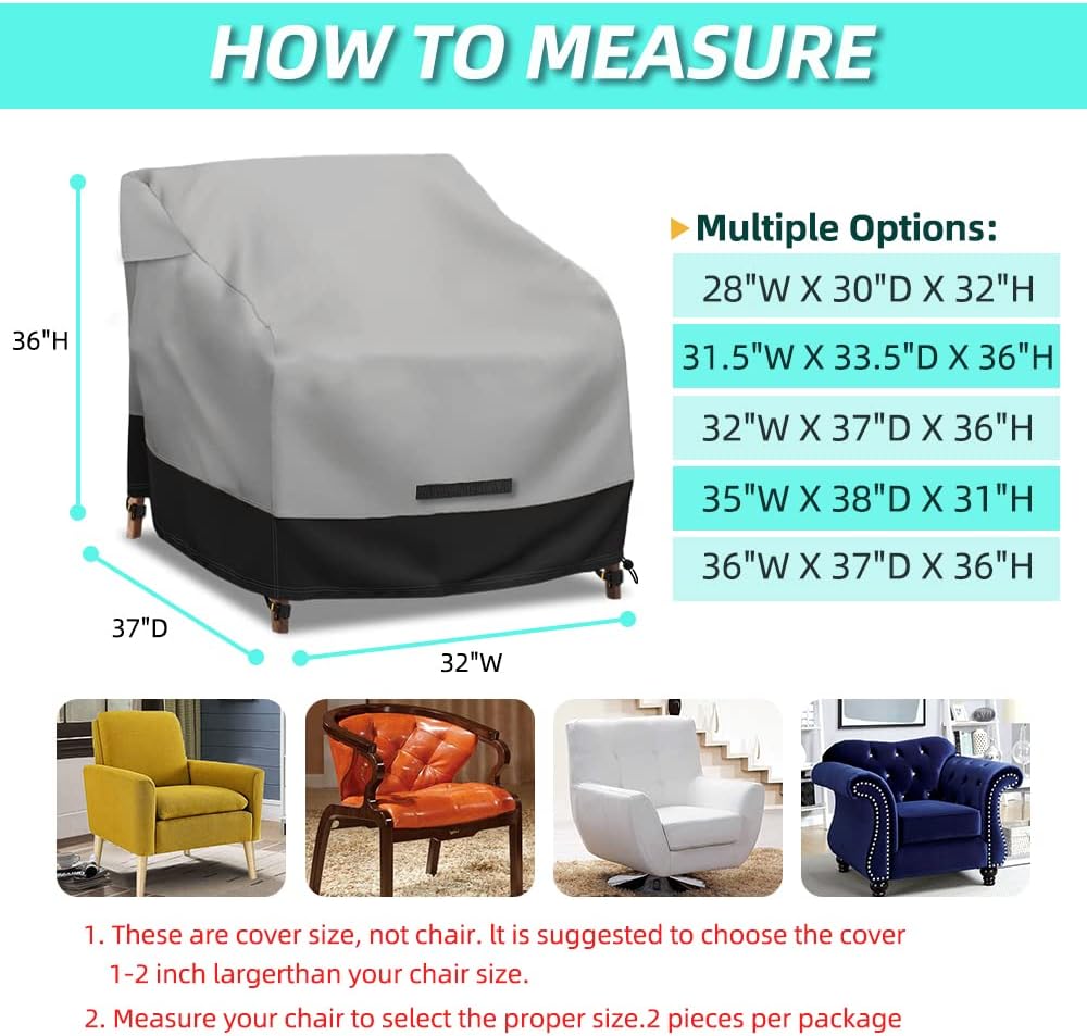 Patio Swivel Chair Cover Waterproof 2 Pack, 600D Heavy Duty Outdoor Furniture...