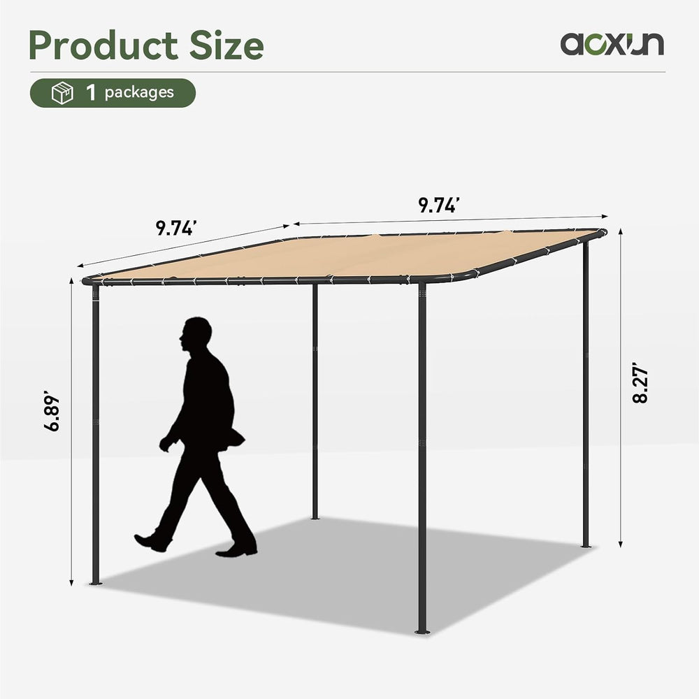 Aoxun 10x10 Lean-to Gazebo,Sloped Pergola Porch Canopy Awning for Patio