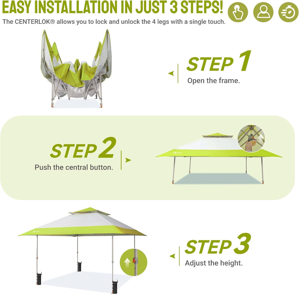 CROWN SHADES 13x13 Pop Up Canopy, Outdoor Foldable Tent, Gray&Green