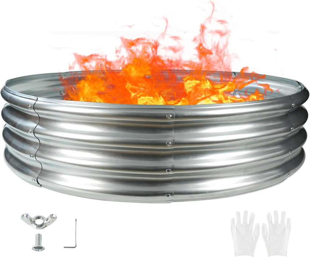 TBMLC 60" Round Galvanized Steel Fire Ring Pit / Raised Garden Bed Kit
