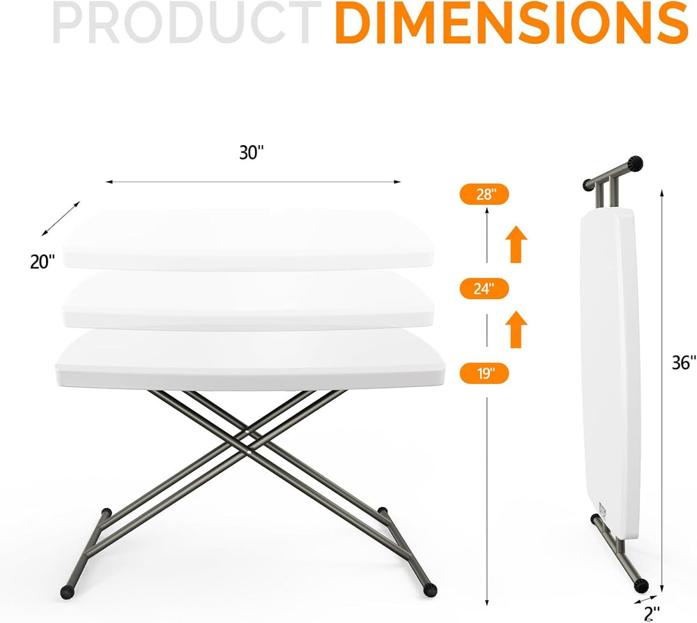 VINGLI Small Adjustable Folding Table, 13.8 in-28 in Height Personal Laptop T...