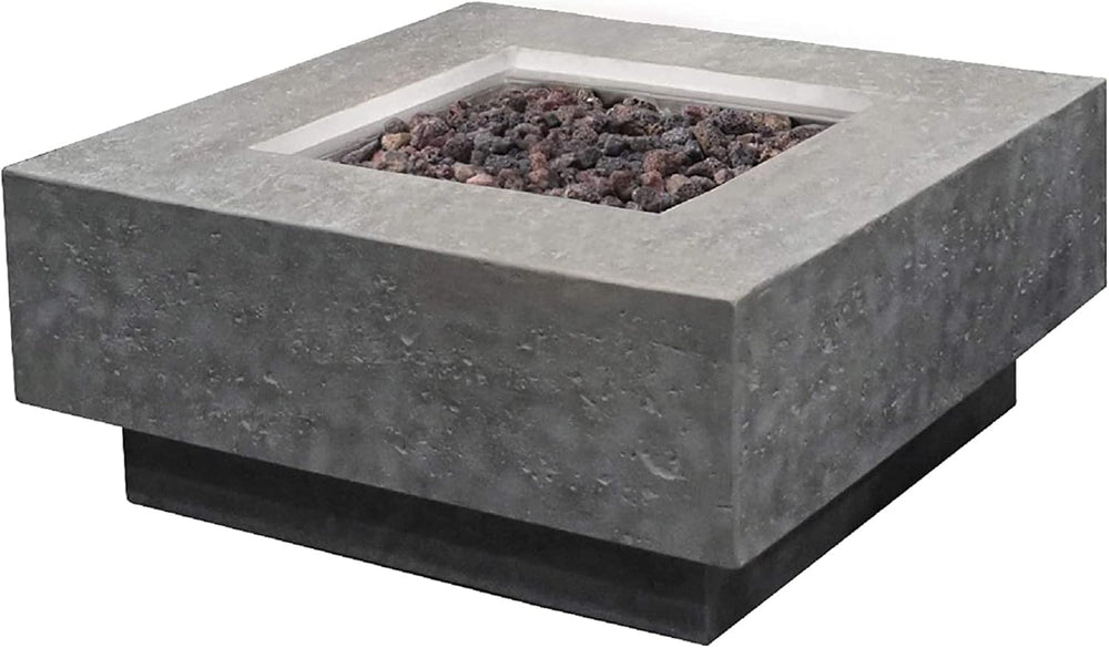 Elementi Manhattan Concrete Fire Pit 36" x 36" Outdoor Patio Firepi...