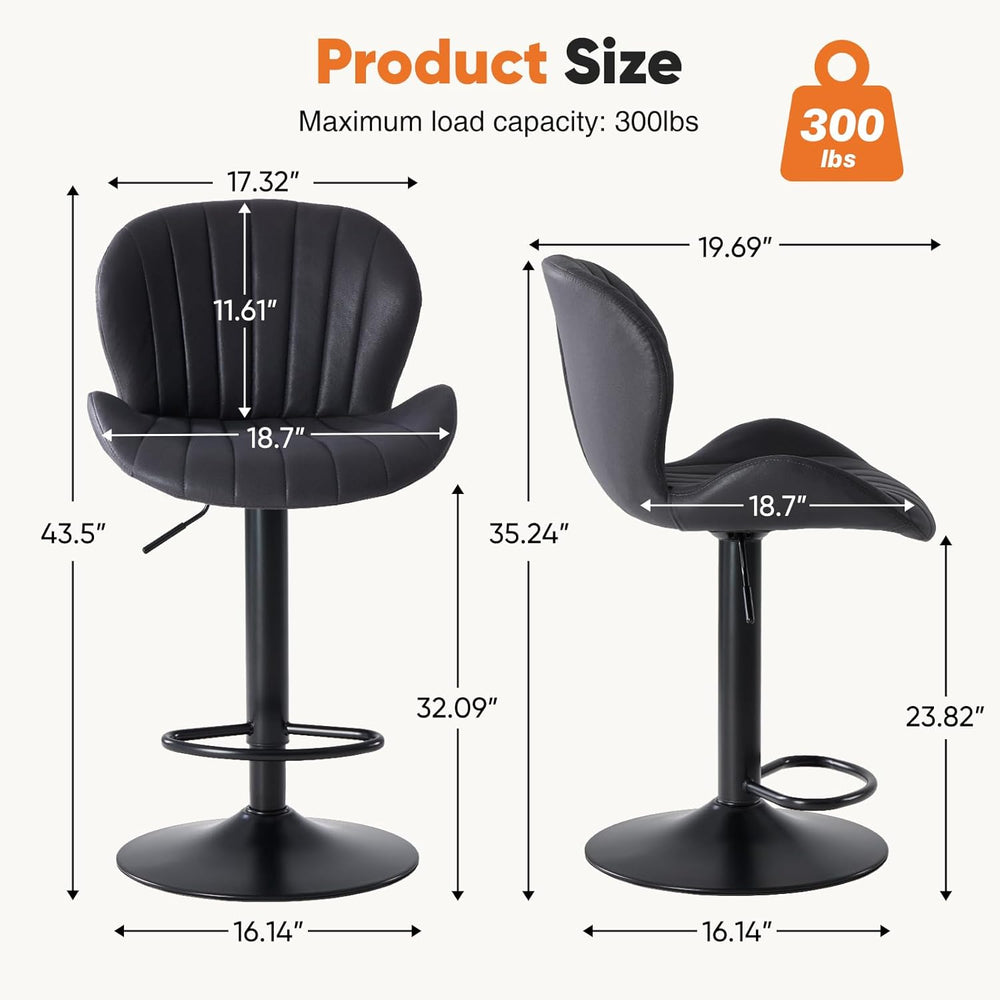 Sweetcrispy Bar Stools Set of 4, Swivel Adjustable Height Fabric Bar Chair