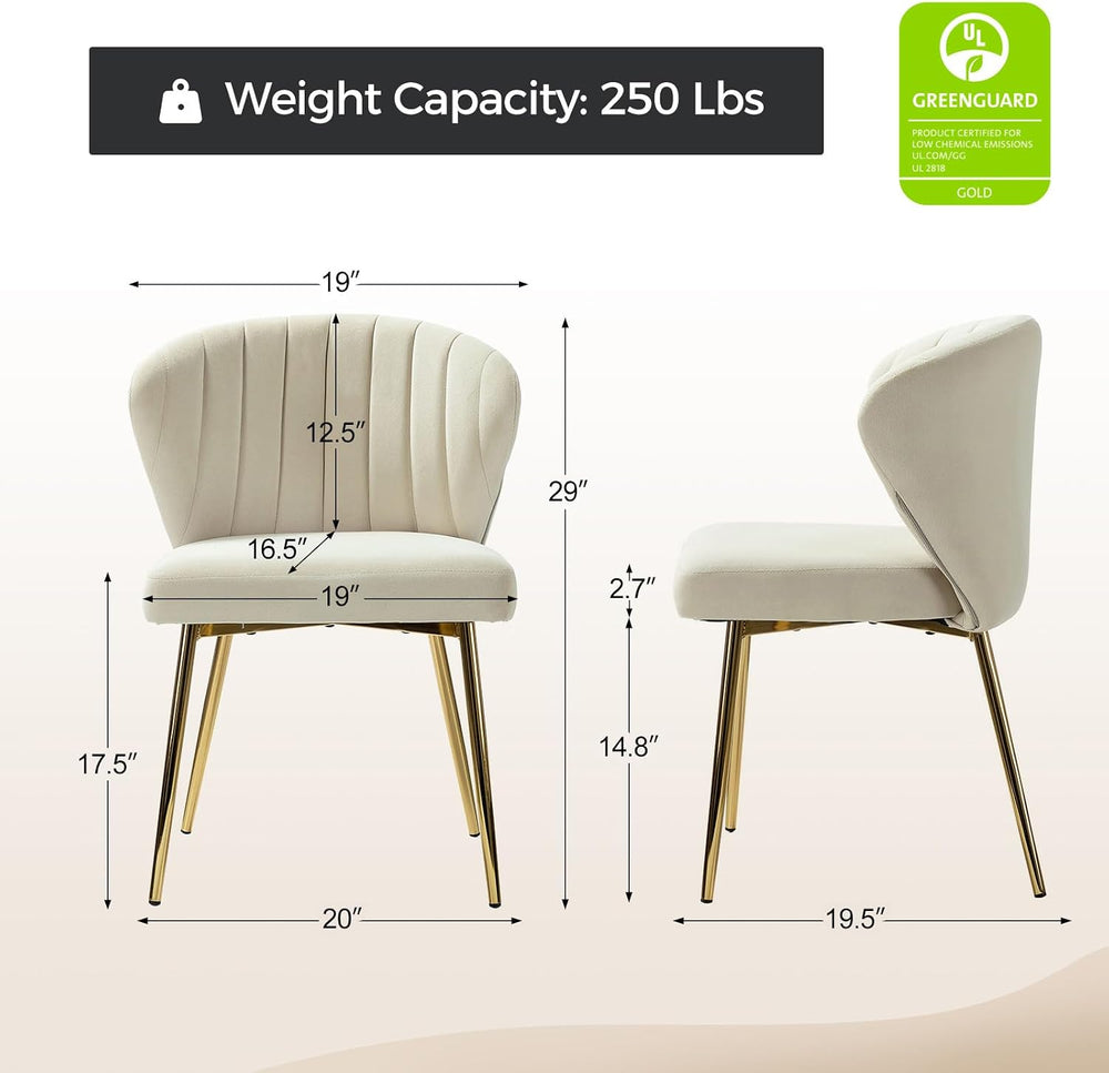 HULALA HOME Velvet Dining Chairs, Modern Small Armless Accent Chair with Gold...
