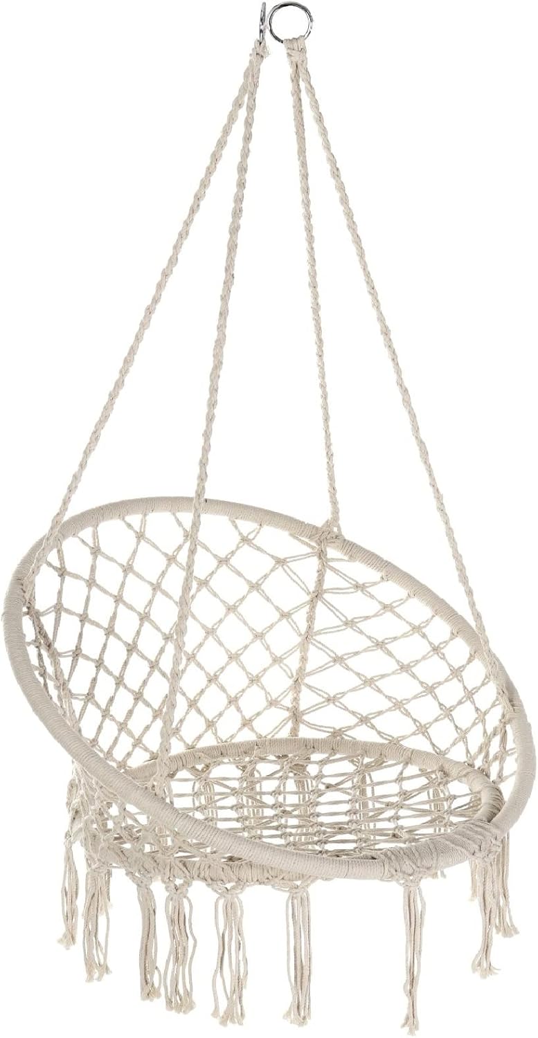 Garpans Hammock Chair Macrame Swing Bohemian Style Hammock Swing Chair with T...