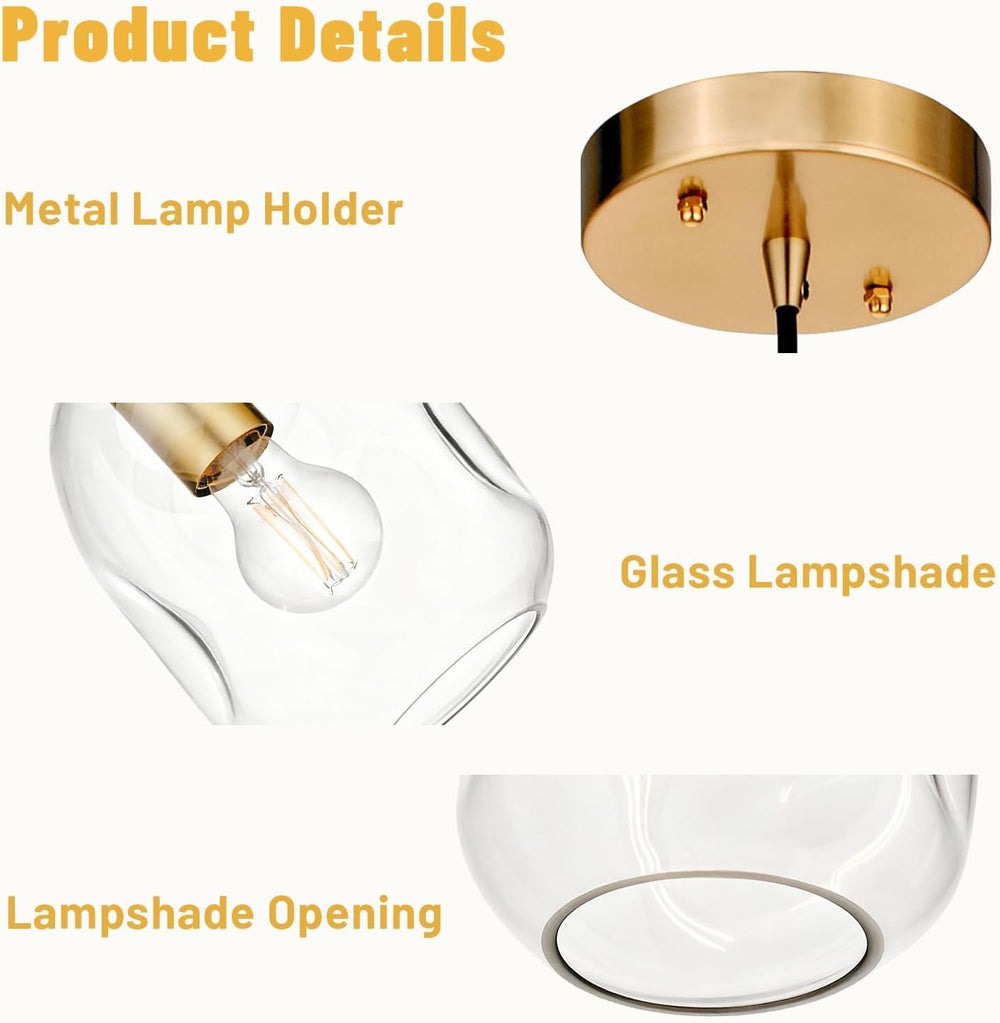 Pendant Lights Kitchen Island Adjustable Organic Globe Modern Gold Ceiling Ha...