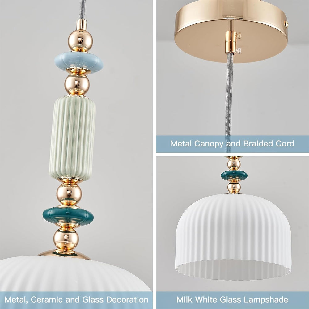 Pendant Light Modern Pendant Lighting Fixture Hanging Lamp Milk White Glass H...