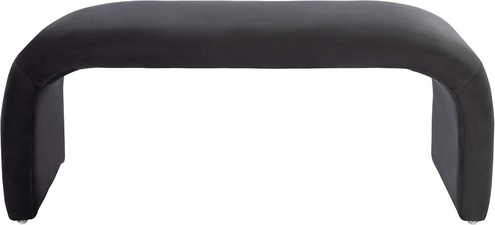 SAFAVIEH Furniture - Tenko Bench - Black - Solid Wood - Modern Shearling Desi...