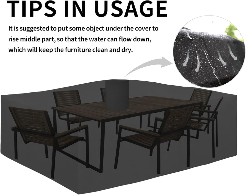 Easy-Going 600D Heavy Duty Patio Furniture Cover, Outdoor Rectangular Table a...