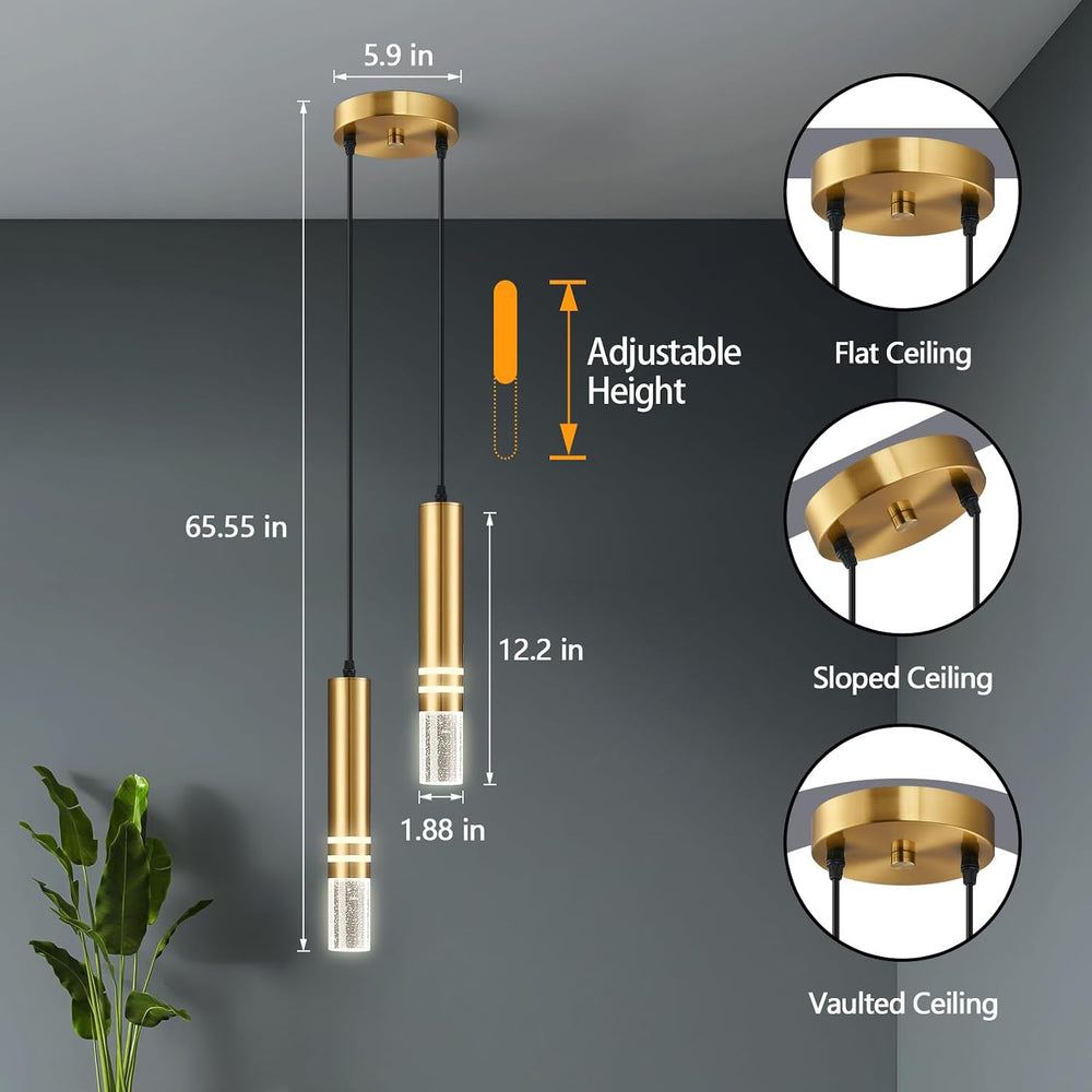 Pendant Lights Kitchen Island, Crystal Pendant Light Fixtures Mini 12W LED Mo...