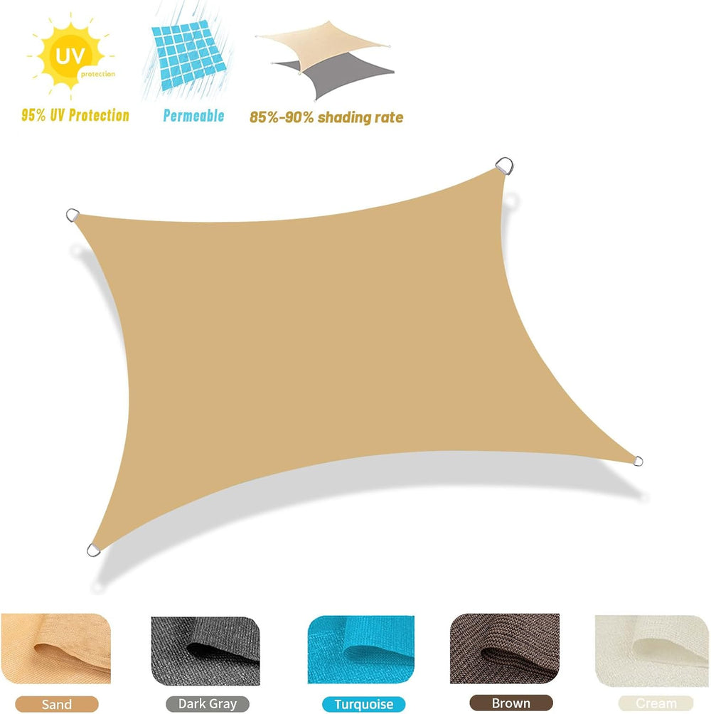 COOLBOYS 16'x 20' Sun Shade Sail Sand Rectangle UV Block Outdoor Shad...
