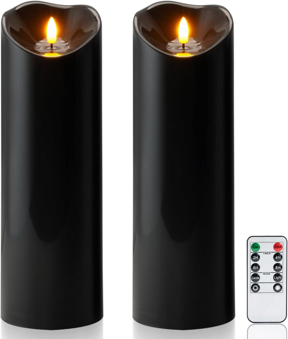 Homemory 4"x12" Black Flameless Candles, Halloween Candles, Outdoor...