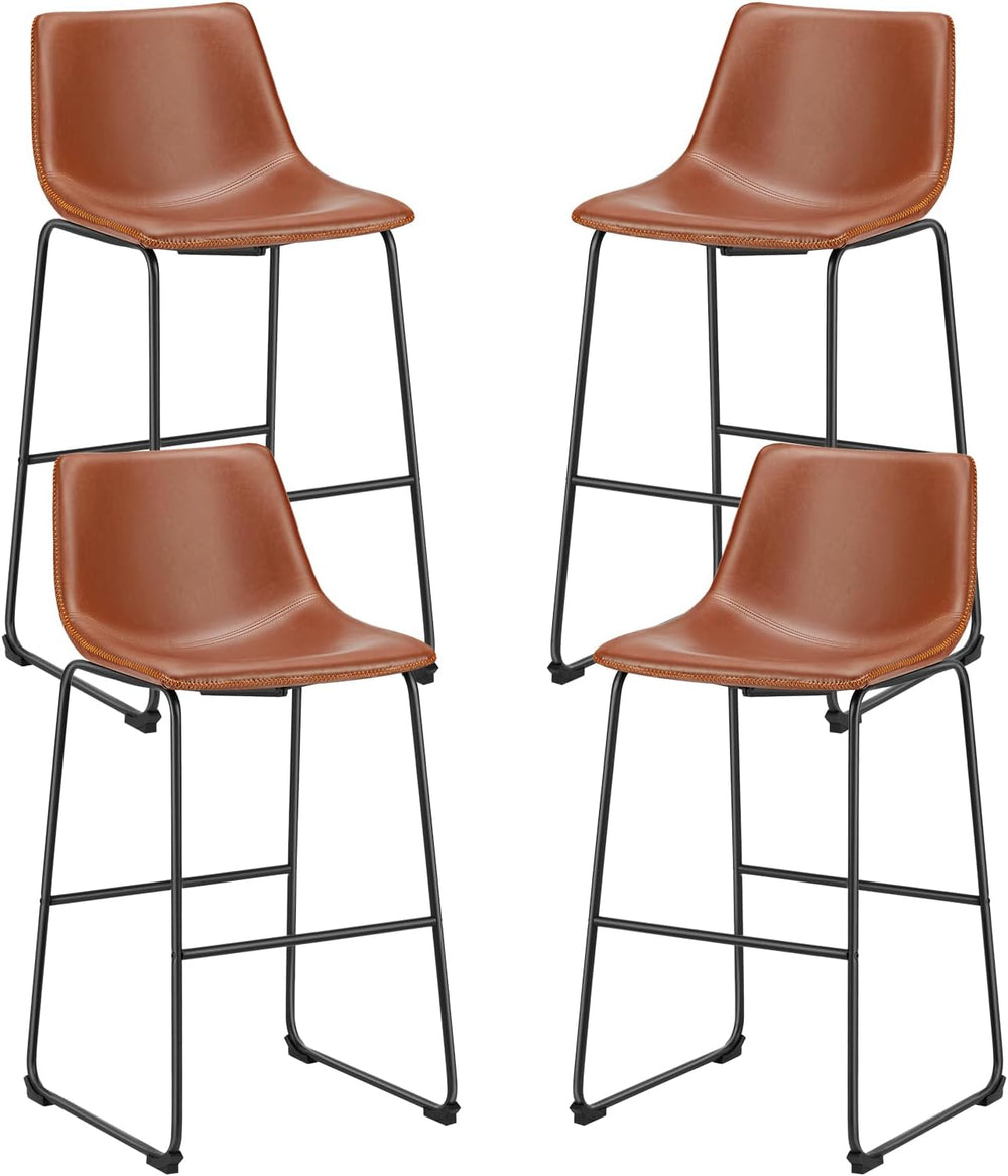 DUMOS Counter Height Bar Stools Set of 4, Faux Leather High Bar Chairs