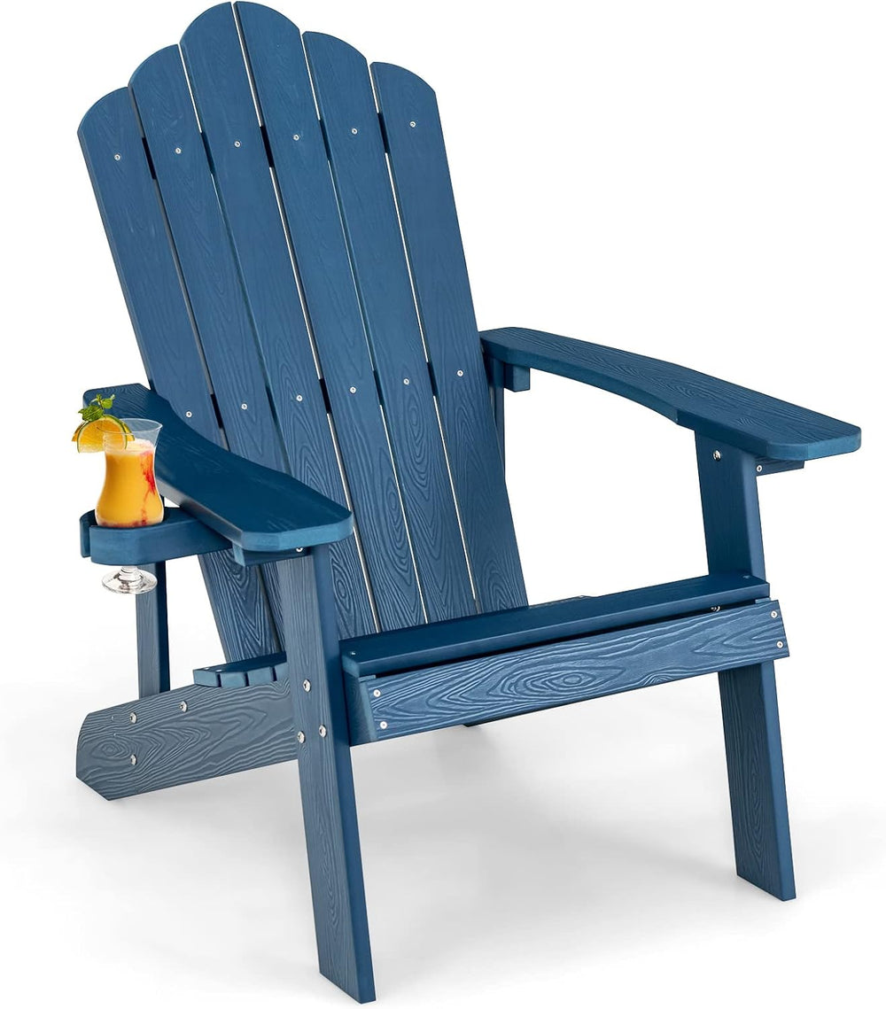 Giantex Outdoor Adirondack Chair - Oversized Patio Chairs w/Hidden Cup Holder...