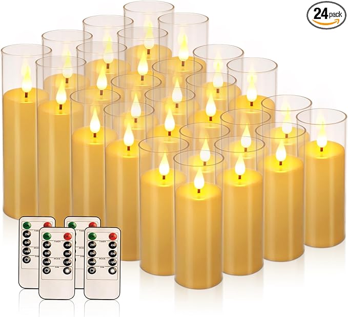 Flickering Flameless Candles Battery Operated with Remote,Led Pillar Candles ...