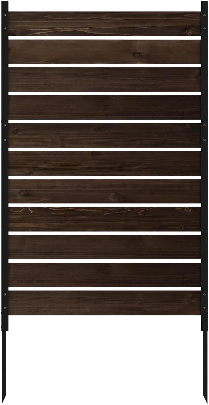 61" H x 38" W No Dig Wood Privacy Screen Fence Panel, Outdoor Decor...