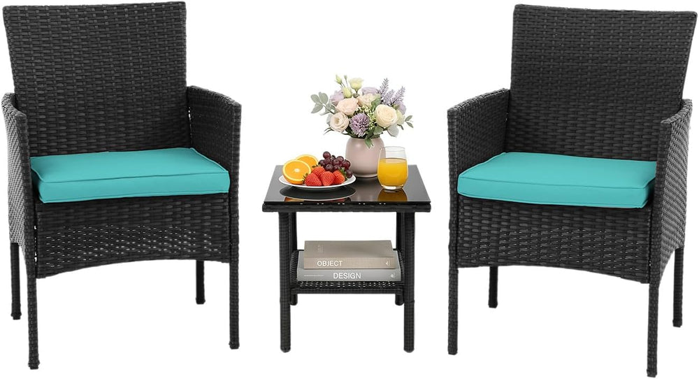 NChanmar 3 Pieces Patio Furniture Outdoor Bistro Set Outdoor&Indoor,Blue