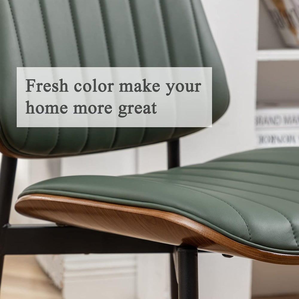 LUNLING Dining Room Chairs Mid Century Modern Retro Green Faux Leather Chair ...