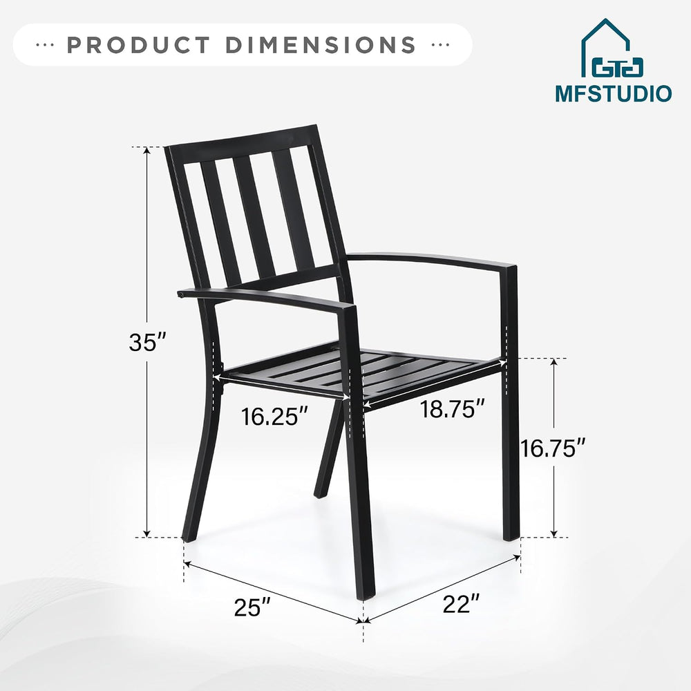 MFSTUDIO Outdoor Dining Chairs Set of 4, Metal Patio Chairs for Deck Bistro P...