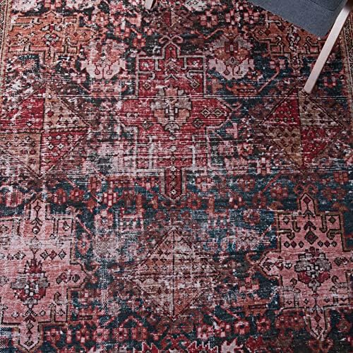 SAFAVIEH Washable Rug Tucson Collection - 8' x 10', Rust & Green,...