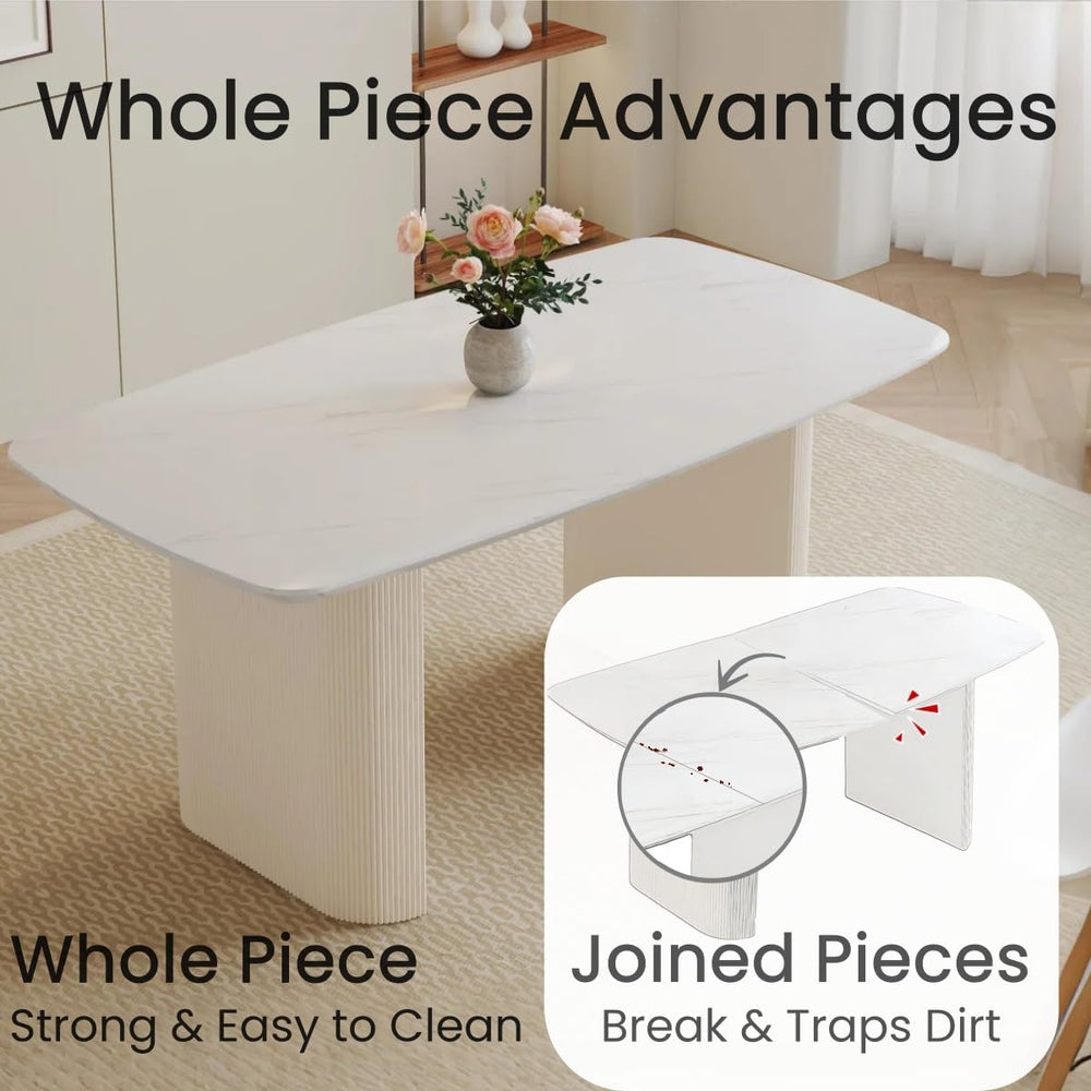 Ebullient White Dining Table, 67'' Modern Oval Dining Table for 4-8 P...