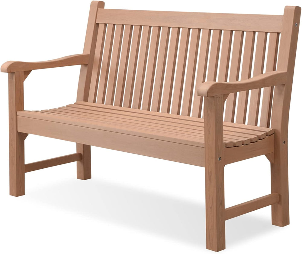 Psilvam 2-Person Outdoor Bench with 700 Lbs Weight Capacity, Teak