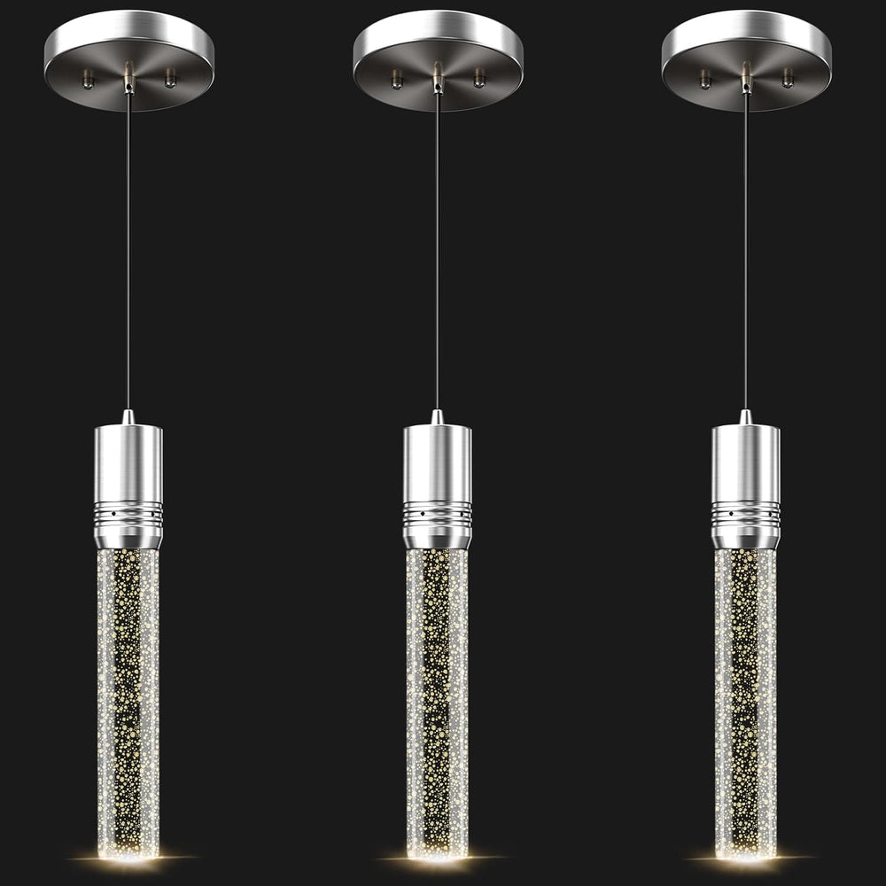 3 Pack Pendant Lights Kitchen Island, Modern Pendant Lighting with Crystal Bu...