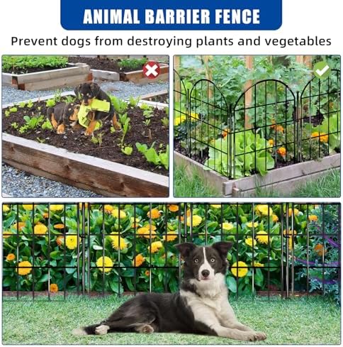 17in X 28ft Decorative Garden Fence, 26 Panels Rustproof Metal No Dig Fence, ...