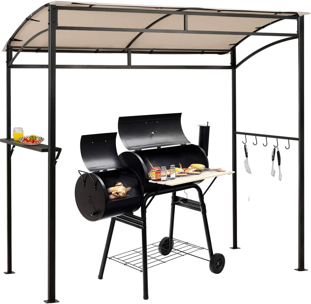 Tangkula 7ft Grill Gazebo, Patio Barbecue Canopy with Serving Shelf and Stora...