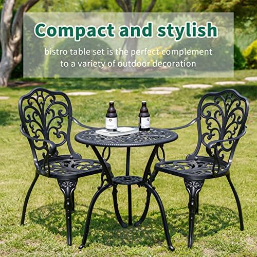 Outdoor Bistro Table and Chairs Set of 2, Outdoor Bistro Set 3 Piece with Umb...