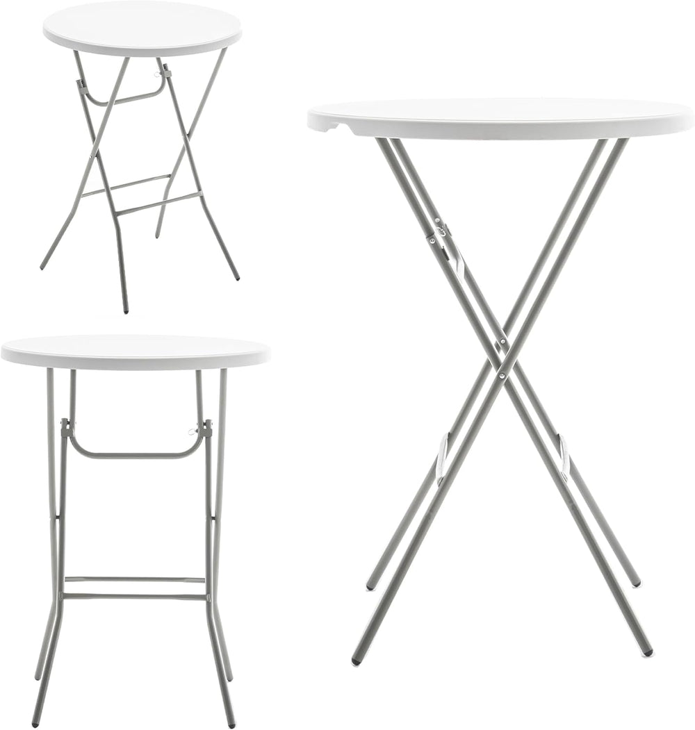 BTEXPERT White 32" Round 43" Bar Height Granite Folding Commercial ...