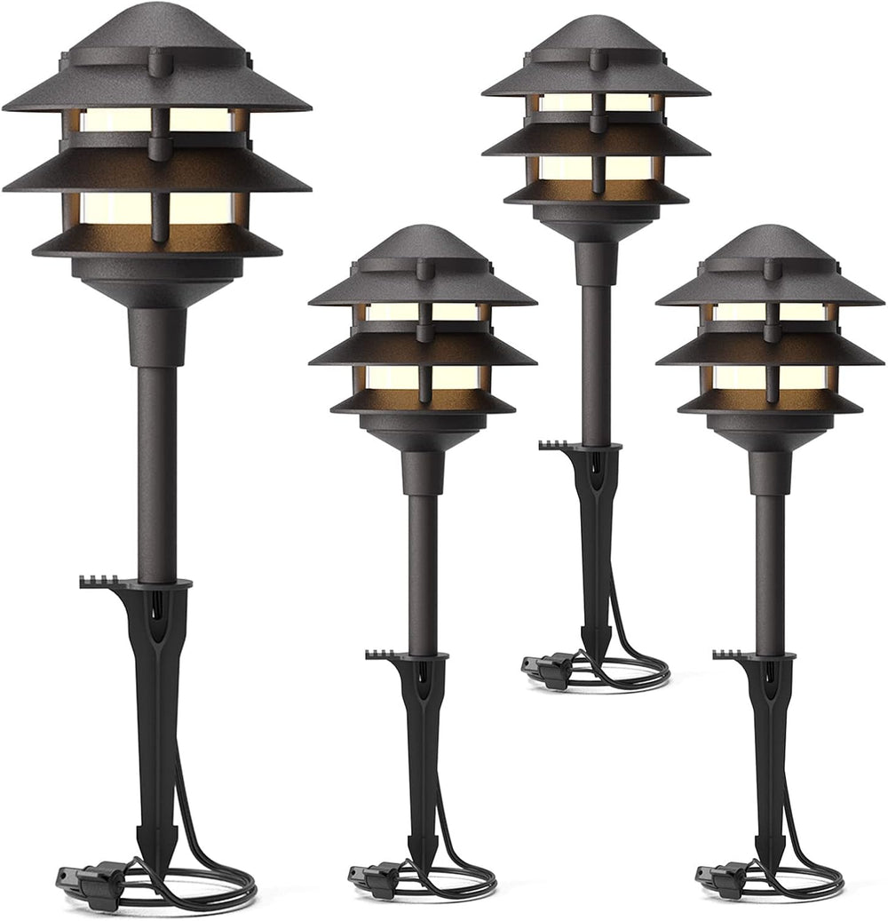 GOODSMANN Landscape Lighting 4PK Pathway Lights Low Voltage 2.2 Watt LED 12V ...