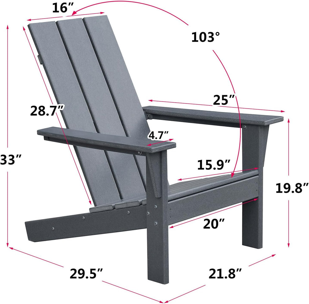 ATR ART TO REAL 1PC HDPE Adirondack Chairs Fire Pit Chair for Relaxing Gray