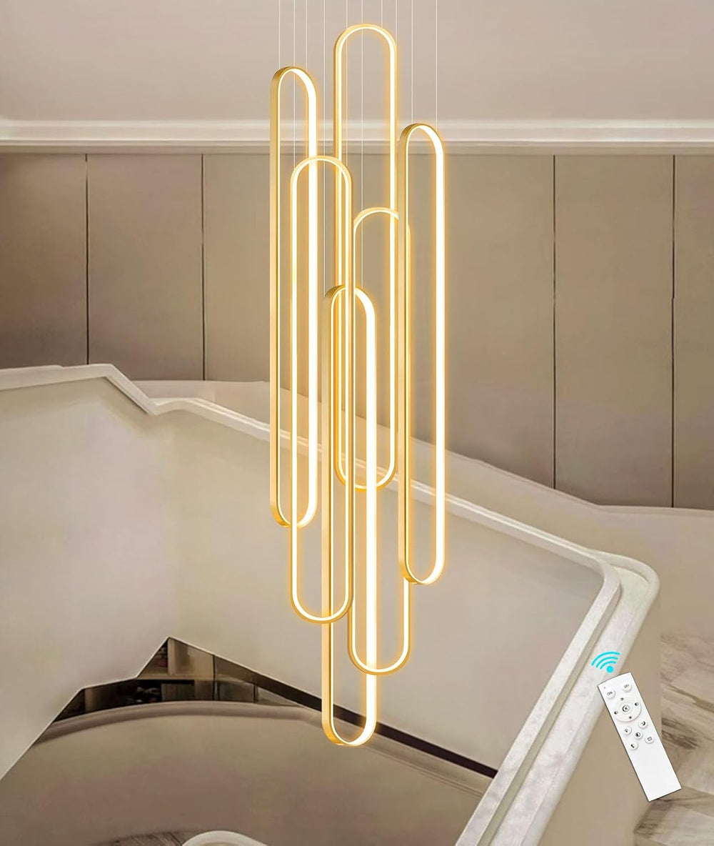 Modern Large Chandelier for Foyer LED Dimmable Black Chandeliers 6 Rings High...
