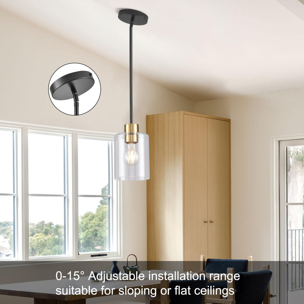 Black Brass Pendant Lights Kitchen Island - Clear Glass Pendant Light Fixture...