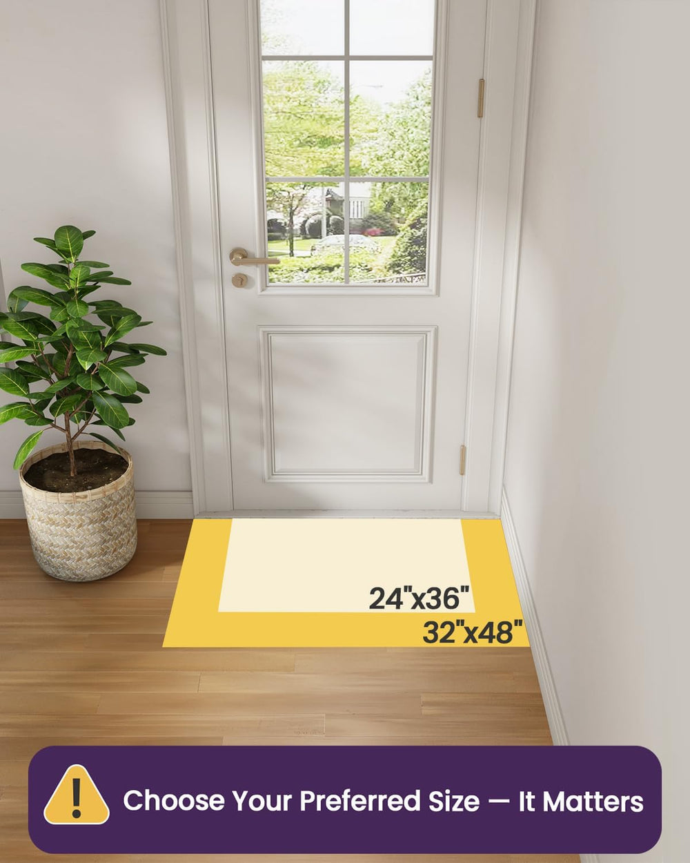 DEXI Front Door Mat Indoor Entrance 32x48, Non Slip Doormat, White Floral