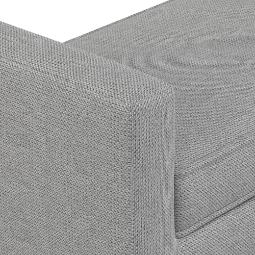 SIMPLIHOME Scott 29" Wide Linen Fabric Rectangle Ottoman in Pewter Grey
