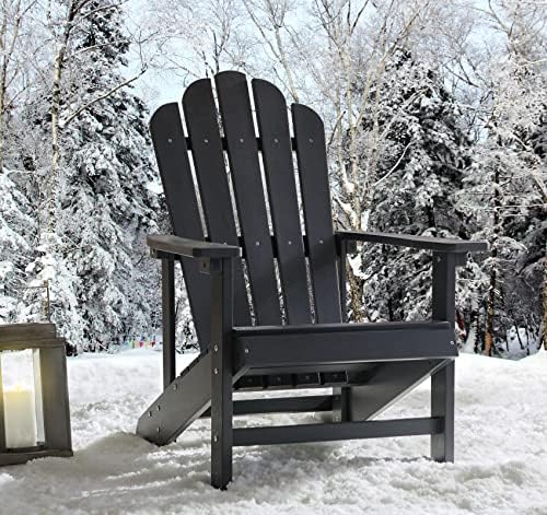 Adirondack Chair, HDPE All-Weather Outdoor Patio Chair, Black