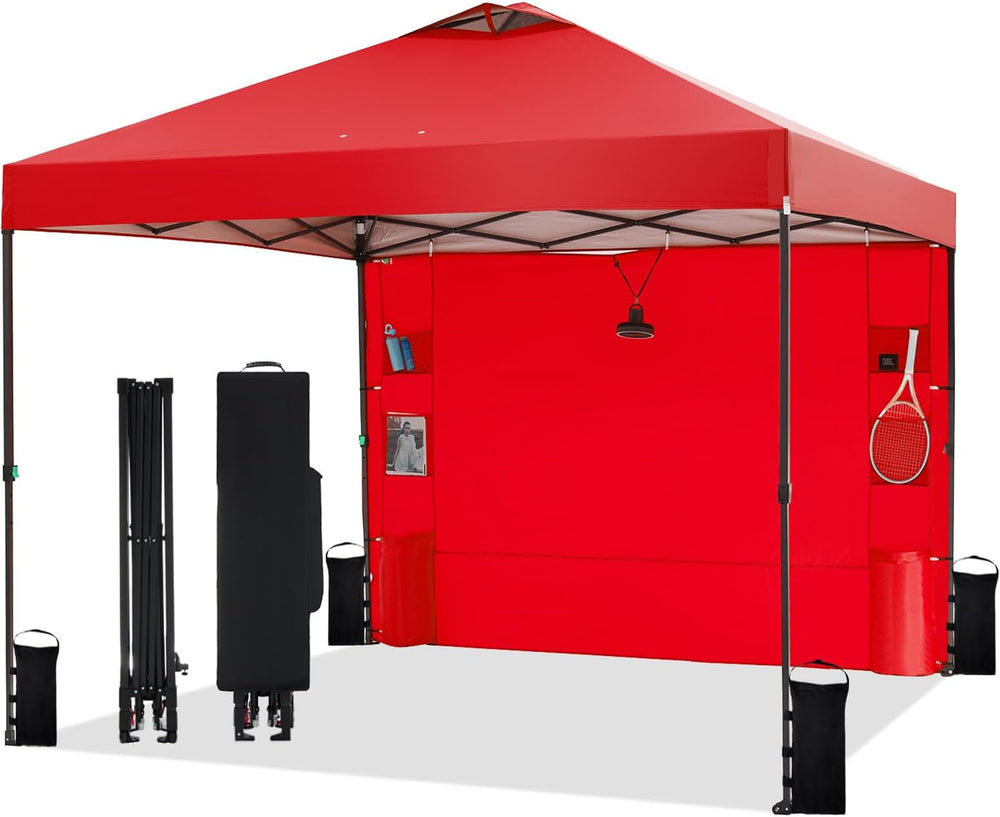 Tunbne 10X10 Pop Up Canopy Tent Outdoor with 1 Sidewalls, One Push Setup