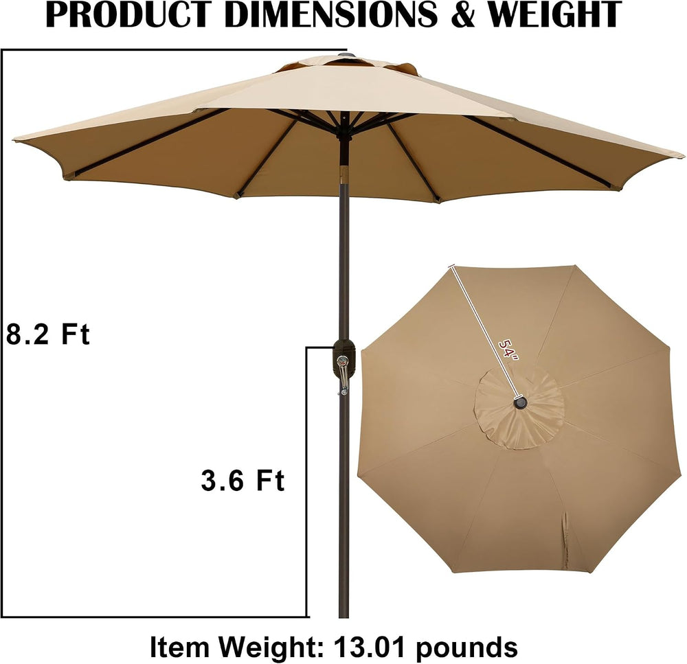 Blissun 9' Outdoor Patio Umbrella, Outdoor Table Umbrella, Yard Umbrella,...